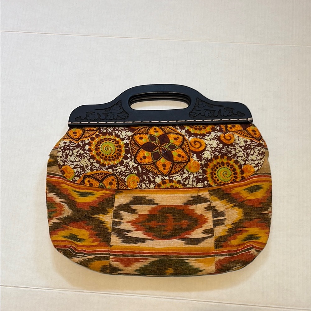 Orange and Brown Southwestern Tote with Geometric Patterns - Picture 1 of 15